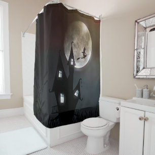  Halloween Cute Spooky Whimsical Black Witch  Shower Curtain