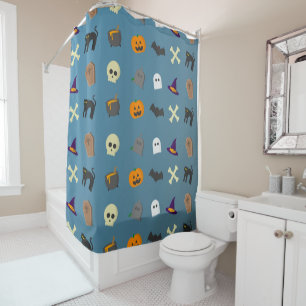 Halloween Cute Spooky Whimsical Funny Pattern Shower Curtain