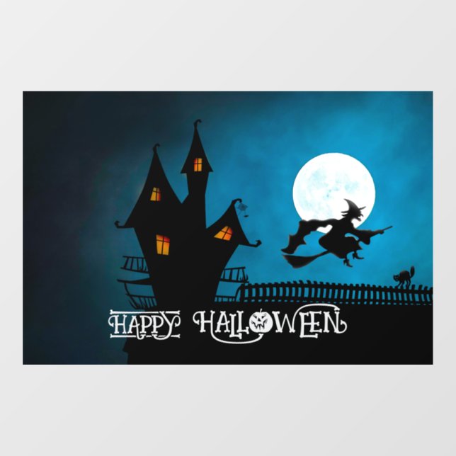 Halloween Cute Spooky Whimsical Witch Navy Window Cling (Sheet)