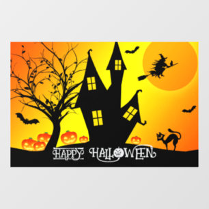 Halloween Cute Spooky Whimsical Witch Orange Window Cling