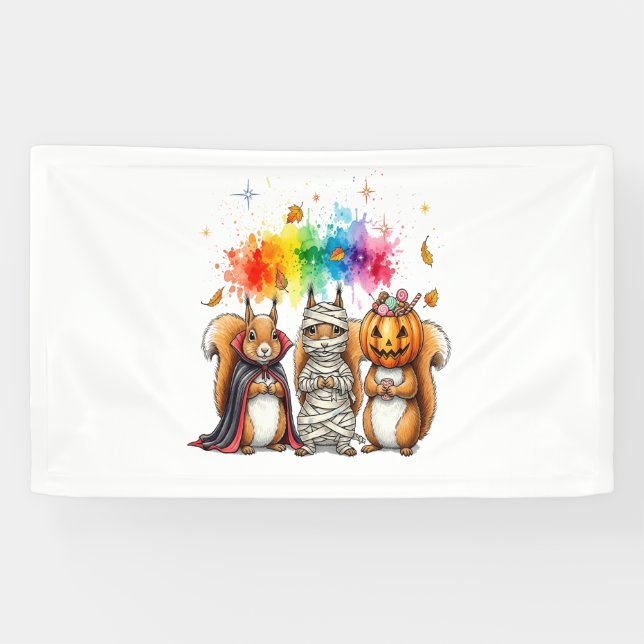Halloween Cute Squirrels Costume Banner (Horizontal)