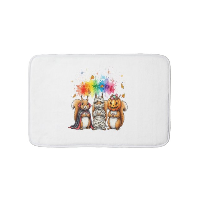 Halloween Cute Squirrels Costume Bath Mat (Front)