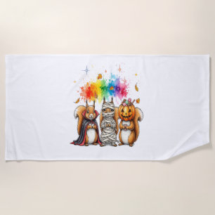 Halloween Cute Squirrels Costume Beach Towel