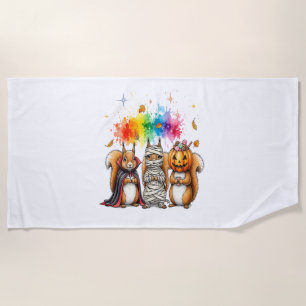 Halloween Cute Squirrels Costume Beach Towel