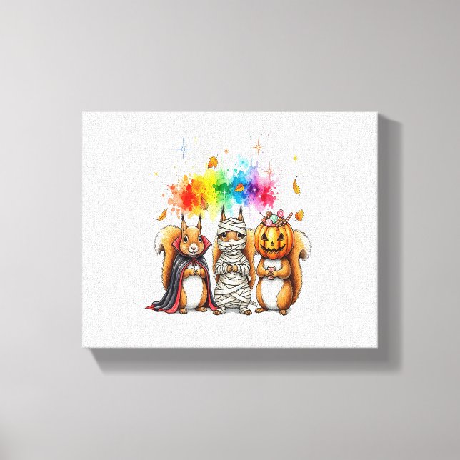 Halloween Cute Squirrels Costume Canvas Print (Front)