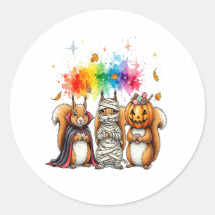 Halloween Cute Squirrels Costume Classic Round Sticker