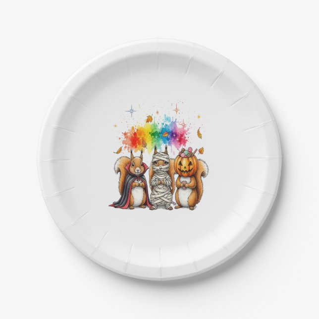 Halloween Cute Squirrels Costume Paper Plate (Front)
