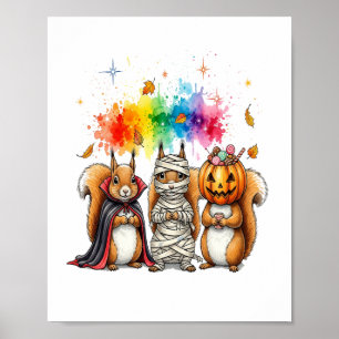 Halloween Cute Squirrels Costume Poster