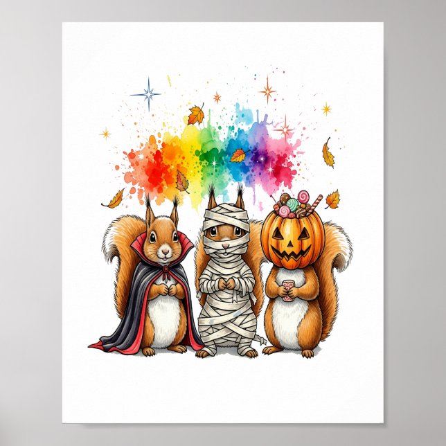 Halloween Cute Squirrels Costume Poster (Front)