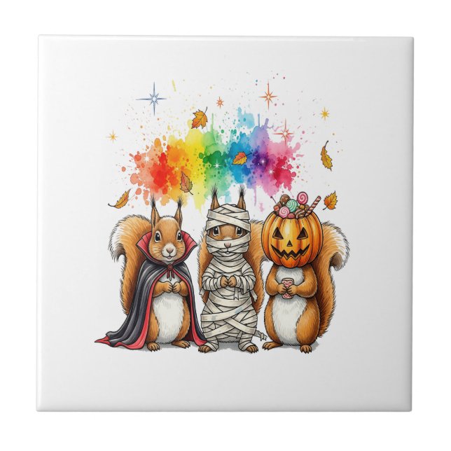Halloween Cute Squirrels Costume Tile (Front)