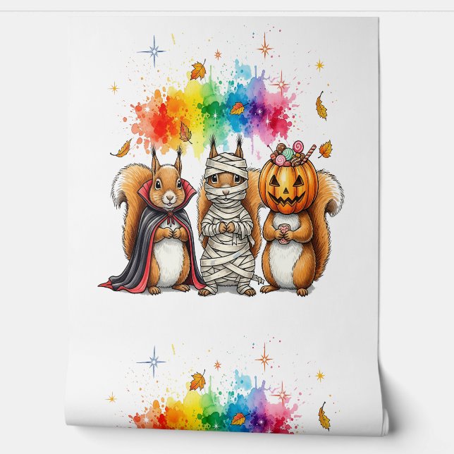 Halloween Cute Squirrels Costume Wallpaper (Unrolling)