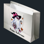 Halloween Cute Stylish Witch Ghost Coffee Cup Large Gift Bag<br><div class="desc">Halloween Cute Stylish Witch Ghost Coffee Cup Large Gift Bag. Unique,  beautiful,  stylish design. Easy to be personalised. Font style,  size and colours can be changed. Matching items are available.</div>