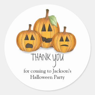 Halloween Cute Thank You Favour Pumpkin Whimsical Classic Round Sticker