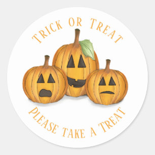 Halloween Cute Treat Favour Pumpkin Whimsical Classic Round Sticker