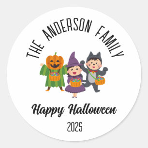 Halloween Cute Trick or Treat Personalized Name Classic Round Sticker