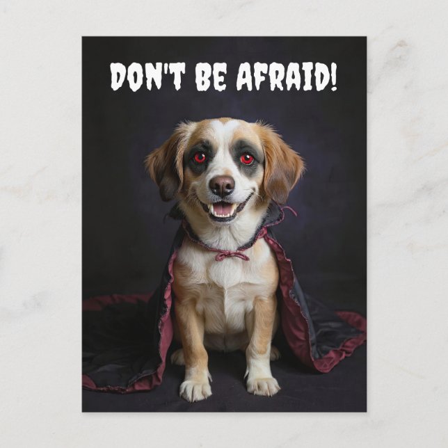 Halloween Cute Vampire Puppy Dog Funny Holiday Postcard (Front)