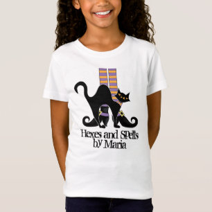 Halloween Cute Whimsical Black Cat Witch Shoes T-Shirt
