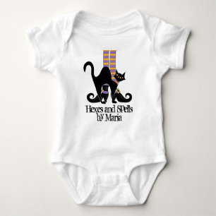 Halloween Cute Whimsical Witch Shoes Black Cat Baby Bodysuit