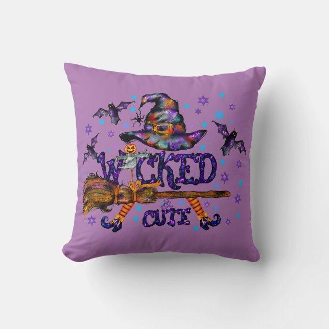 Halloween Cute Wicked Witch Cushion (Front)