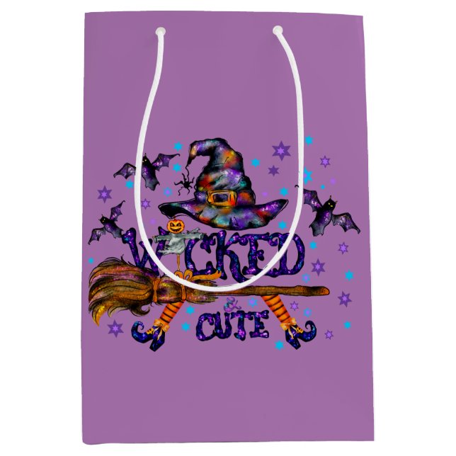 Halloween Cute Wicked Witch Medium Gift Bag (Front)