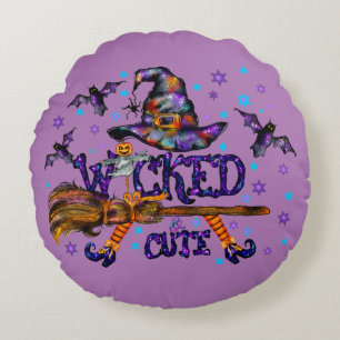 Halloween Cute Wicked Witch Round Cushion