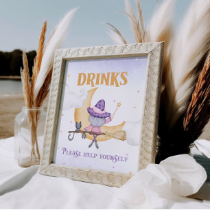 Halloween Cute Witch Birthday Drinks Bar Sign