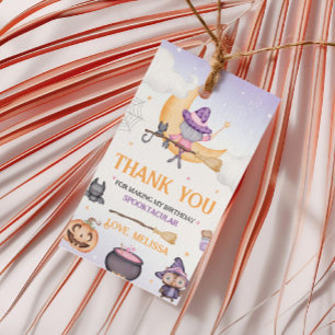 Halloween Cute Witch Birthday Party Gift Tags