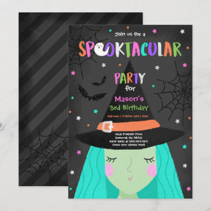 Halloween Cute Witch Birthday Party Spooktacular Invitation