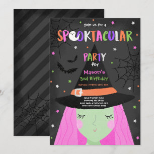 Halloween Cute Witch Birthday Party Spooktacular Invitation