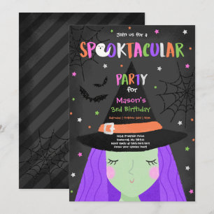 Halloween Cute Witch Birthday Party Spooktacular Invitation