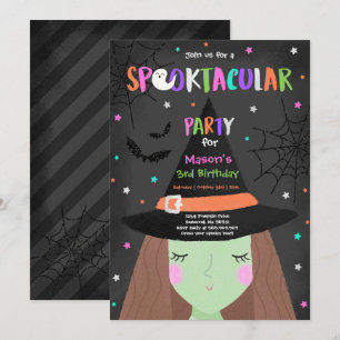 Halloween Cute Witch Birthday Party Spooktacular Invitation