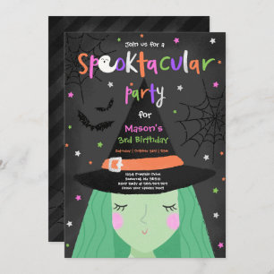 Halloween Cute Witch Birthday Party Spooktacular Invitation