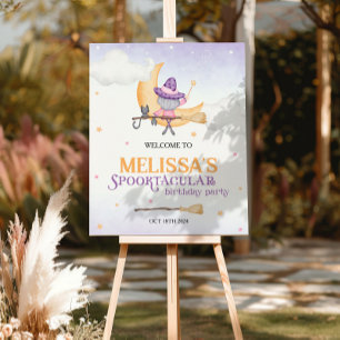 Halloween Cute Witch Birthday Party Welcome Sign
