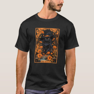 Halloween Cute Witch Black Cat Tarot Card Fall Vib T-Shirt