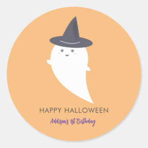 Halloween Cute Witch Ghost Classic Round Sticker