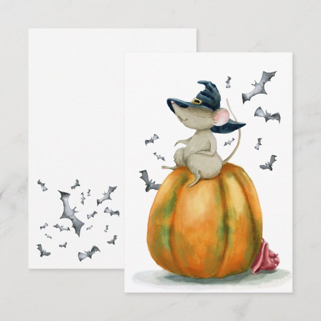 Halloween Cute Witch Mouse Card (Front/Back)