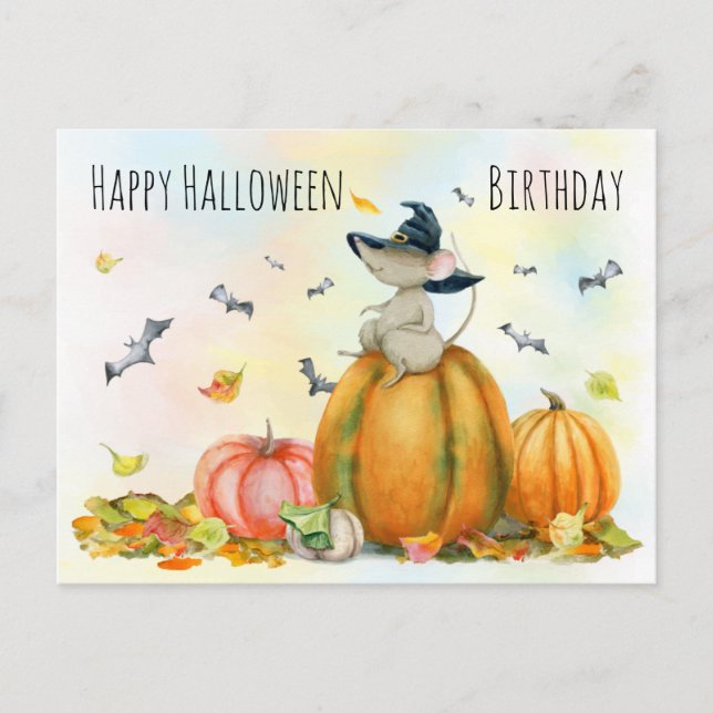 Halloween Cute  Witch Mouse  Postcard (Front)