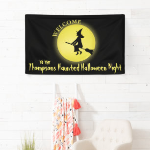 Halloween Cute Witch Spooky Scary Moonlight Banner