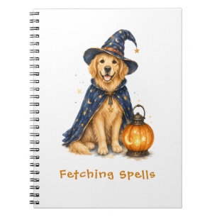 Halloween Cute Wizard Golden Retriever Notebook