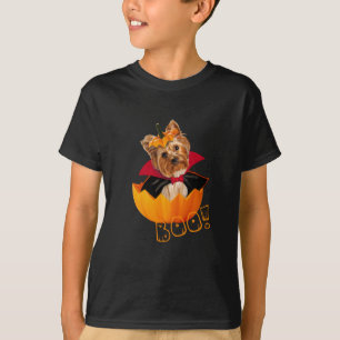 Halloween cute Yorkshire terrier pumpkin Dracula T-Shirt