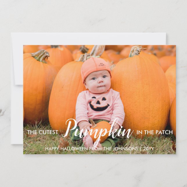 Halloween Cutest Pumpkin in the Patch Holiday Card (Front)