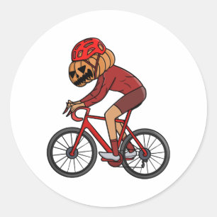 Halloween Cyclist Pumpkin Classic Round Sticker