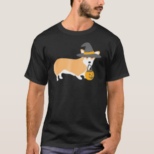 Halloween Dabbing Corgi Dog Magical Witch Hat Gi T-Shirt