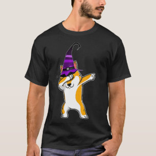 Halloween Dabbing Corgi Puppy Dog Witch Hat Costum T-Shirt