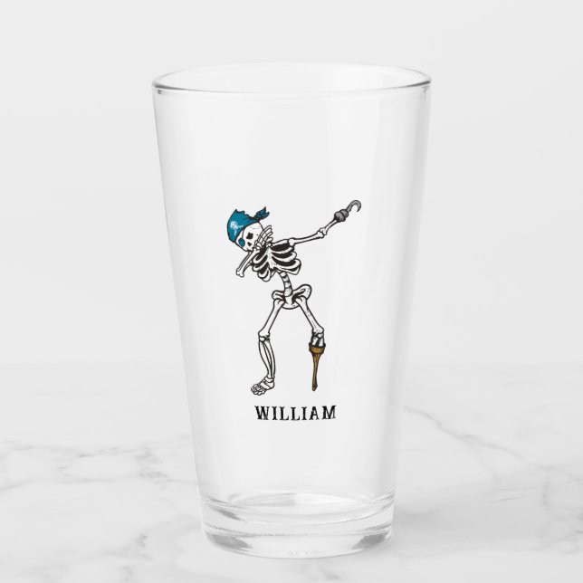 Halloween Dabbing Pirate Skeleton Custom Glass (Front)
