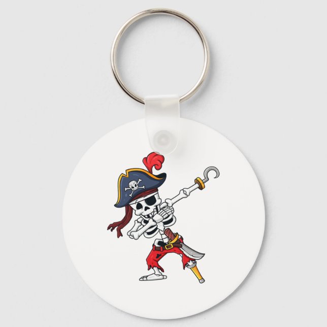 Halloween Dabbing Pirate Skeleton Fun Dab Boys Gir Key Ring (Front)