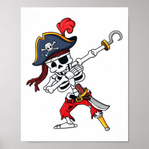 Halloween Dabbing Pirate Skeleton Fun Dab Boys Gir Poster