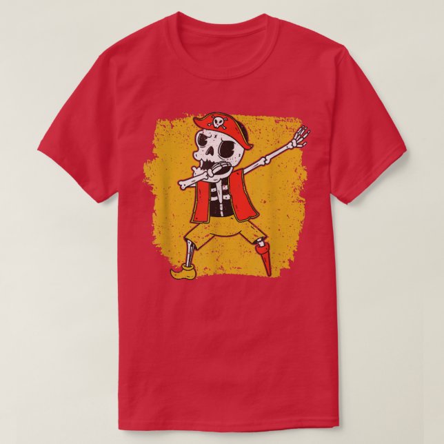 Halloween Dabbing Pirate Skeleton Funny Dab Dance  T-Shirt (Design Front)