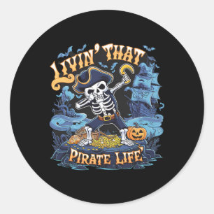 Halloween Dabbing Pirate Skeleton Simple Halloween Classic Round Sticker