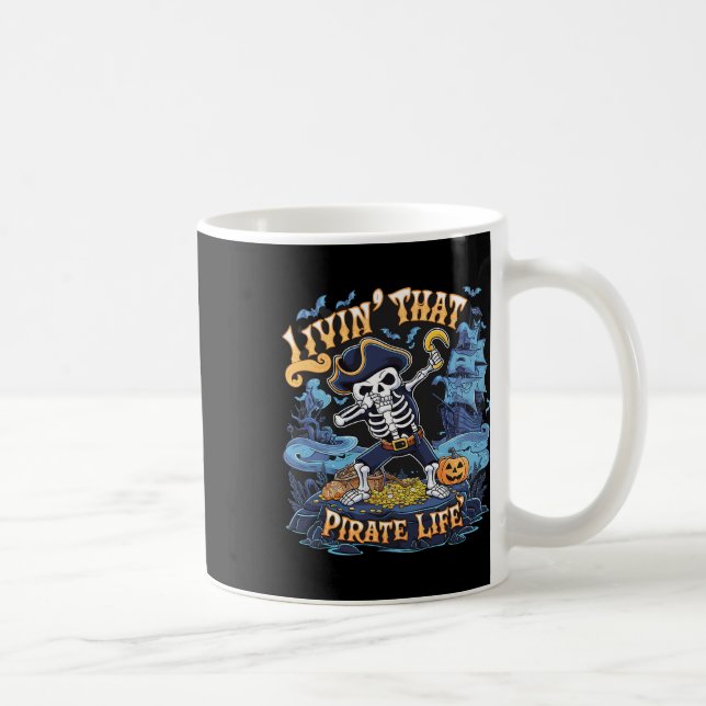 Halloween Dabbing Pirate Skeleton Simple Halloween Coffee Mug (Right)
